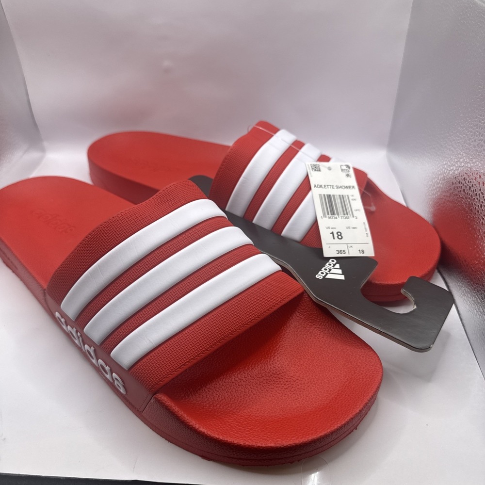 Adidas Adilette‎ Shower Shoes Slides Men's Size 18 Red & White - GZ5923